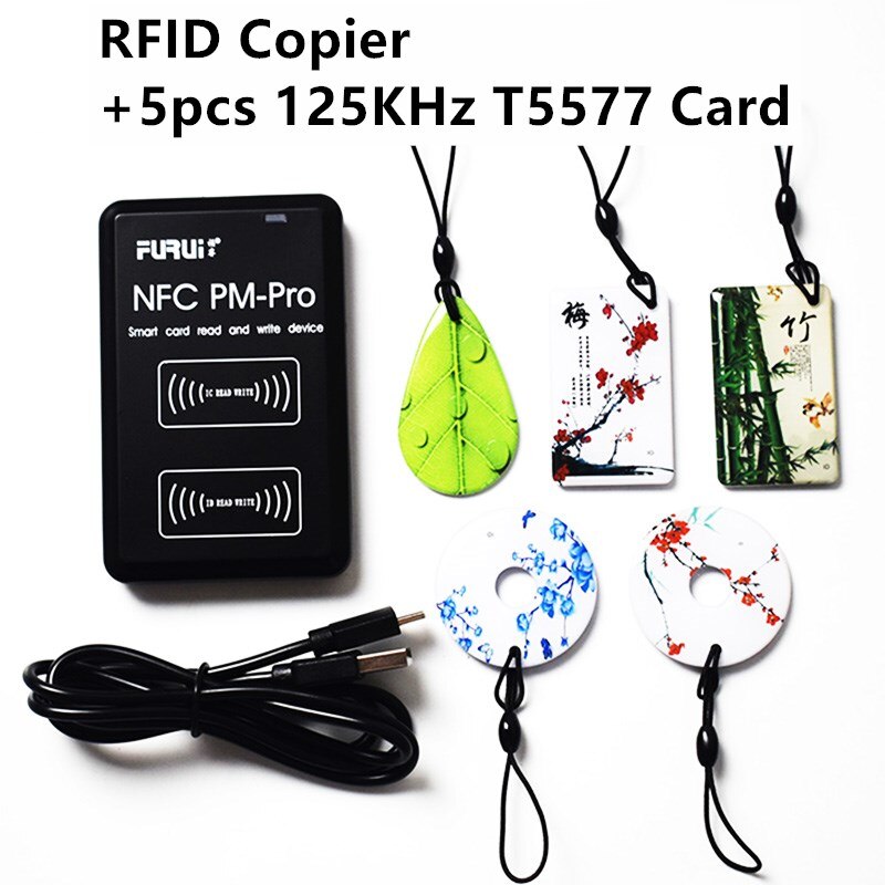 PM-Pro English RFID Copier Duplicator 125KHz Key Fob NFC Reader Writer 13.56MHz Encrypted Programmer USB UID Copy Card Tag: Package C