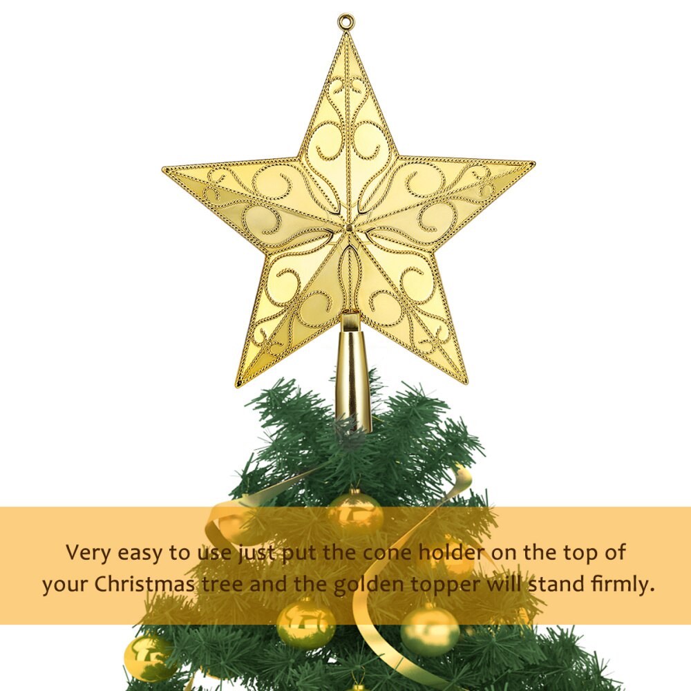 STOBOK 20cm Star Tree Topper Golden Star Christmas Tree Topper 5 Point Star Festival Treetop Decor for Home Part
