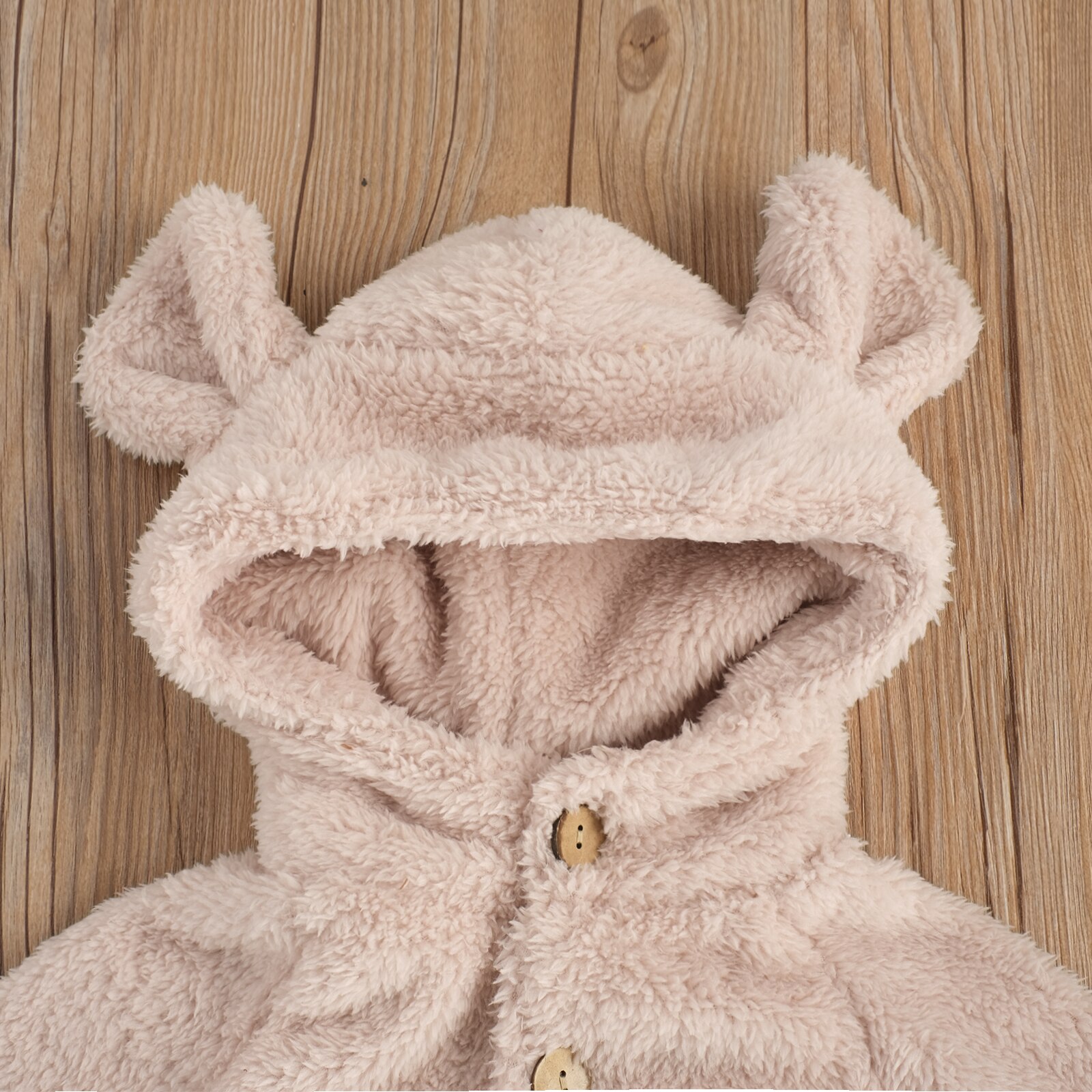 Barboteuse chaude en fourrure pour -né fille et garçon, 2 couleurs unies, manches longues, simple boutonnage, combinaisons d'hiver