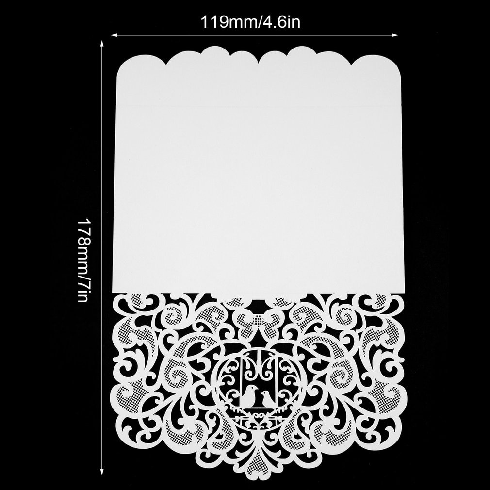 20pcs Foldable Invitation Card Cover Exquisite Hollow Out Bridal Wedding Dress Cover for Wedding Party Use
