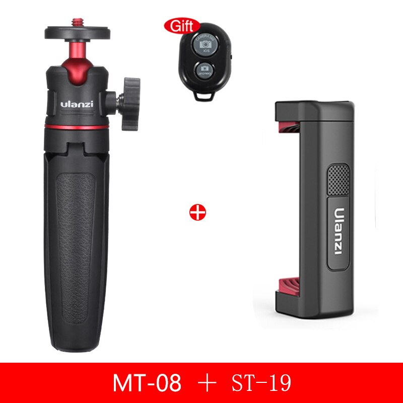 Ulanzi ST-19 Draagbare Telefoon Mount Telefoon Houder Klem Met Koud Schoen 1/4 ''Statief Mount Mic Led Licht Invullen vlog Accessoires: MT-08 w ST-19