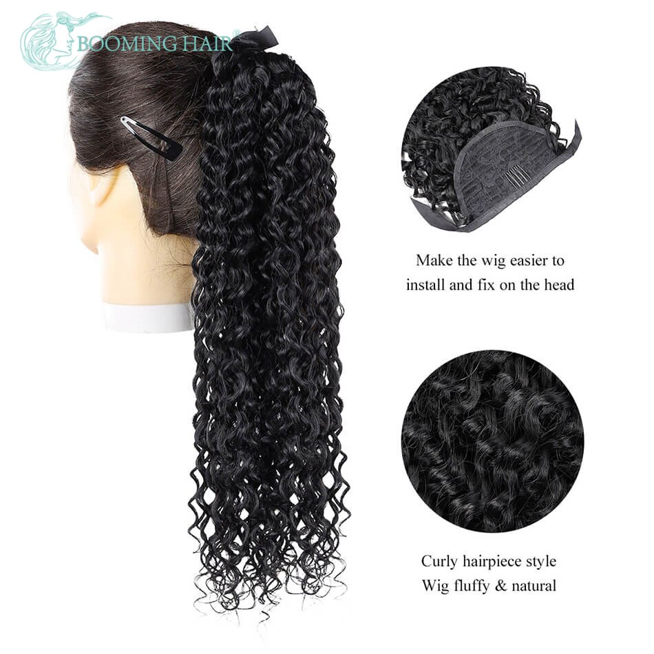 Extensiones de cola de caballo rizado Jerry sintético, 20 pulgadas, 100G, con Clip, extensiones de cola de caballo para mujer, pieza de cabello con Clip
