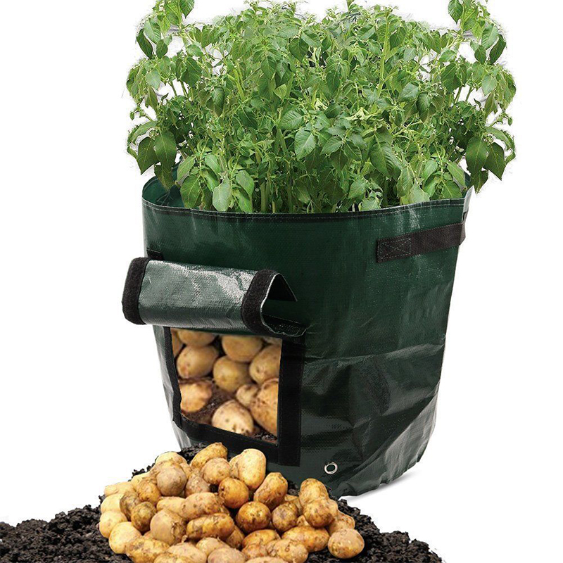 Cultivo de patatas bolsas de tela tejida macetas de jardín plantadores bolsas para plantar verduras bolsa de cultivo herramienta de jardín en casa