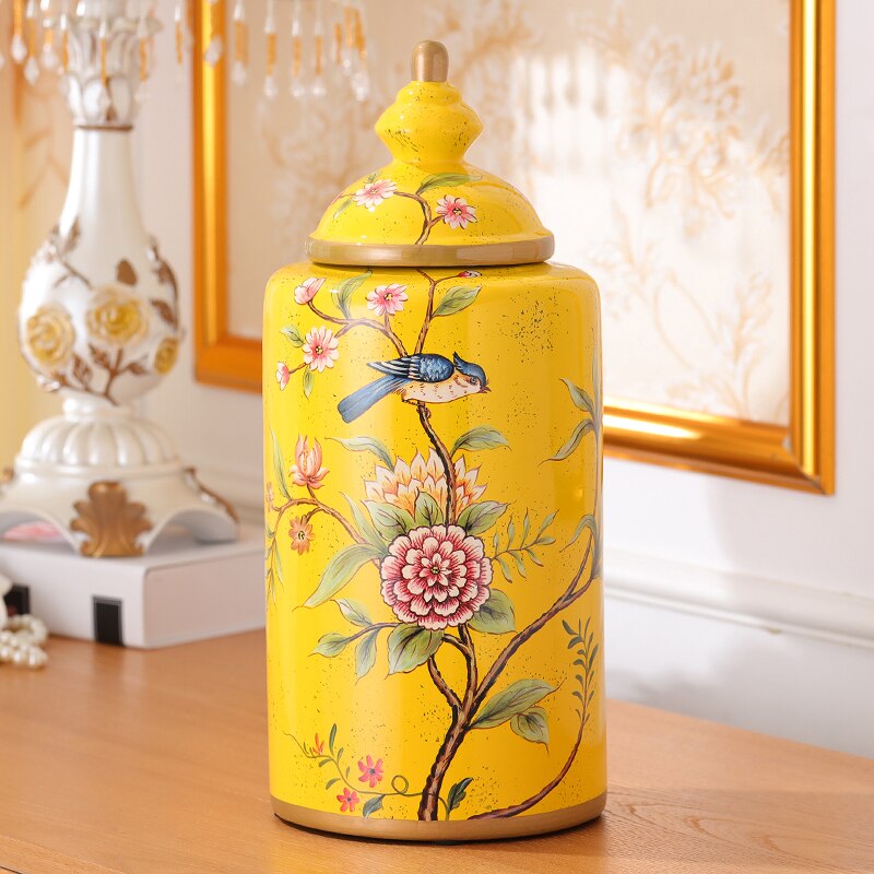 Bocaux de rangement en porcelaine à motifs de fleurs peintes, pot à bonbons Antique, boîte à thé, Vase en céramique polyvalent, décor Vintage pour la maison