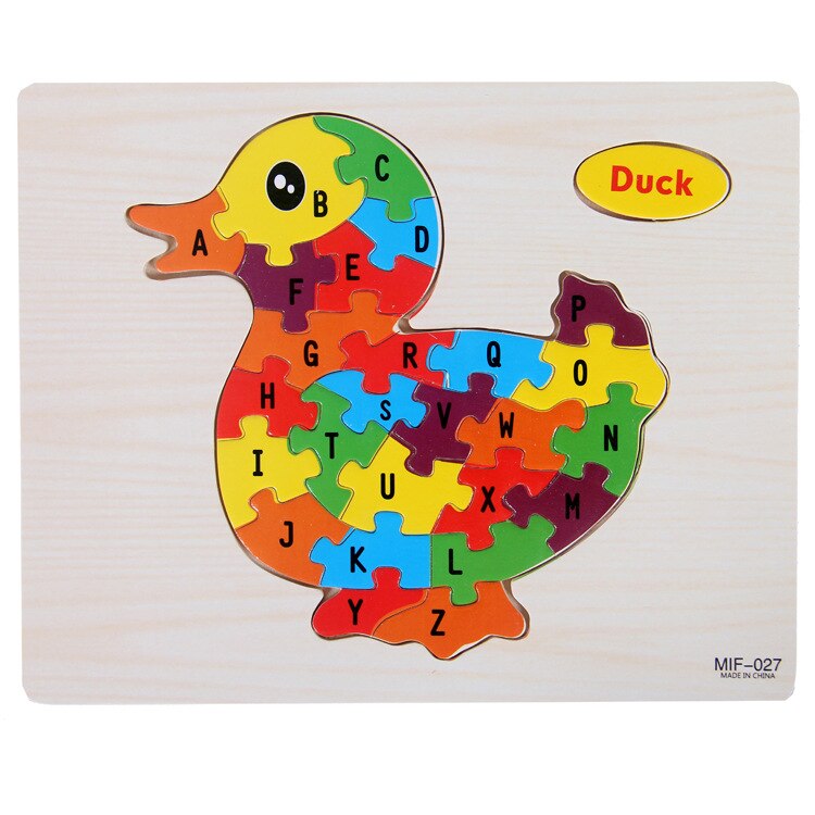 26 Letters Cognitieve Vliegtuig Puzzel Kinderen Alfabetische Grafische Onderwijs Speelgoed 9 Patronen Optioneel Houten Puzzel Blokken Ddj: duck