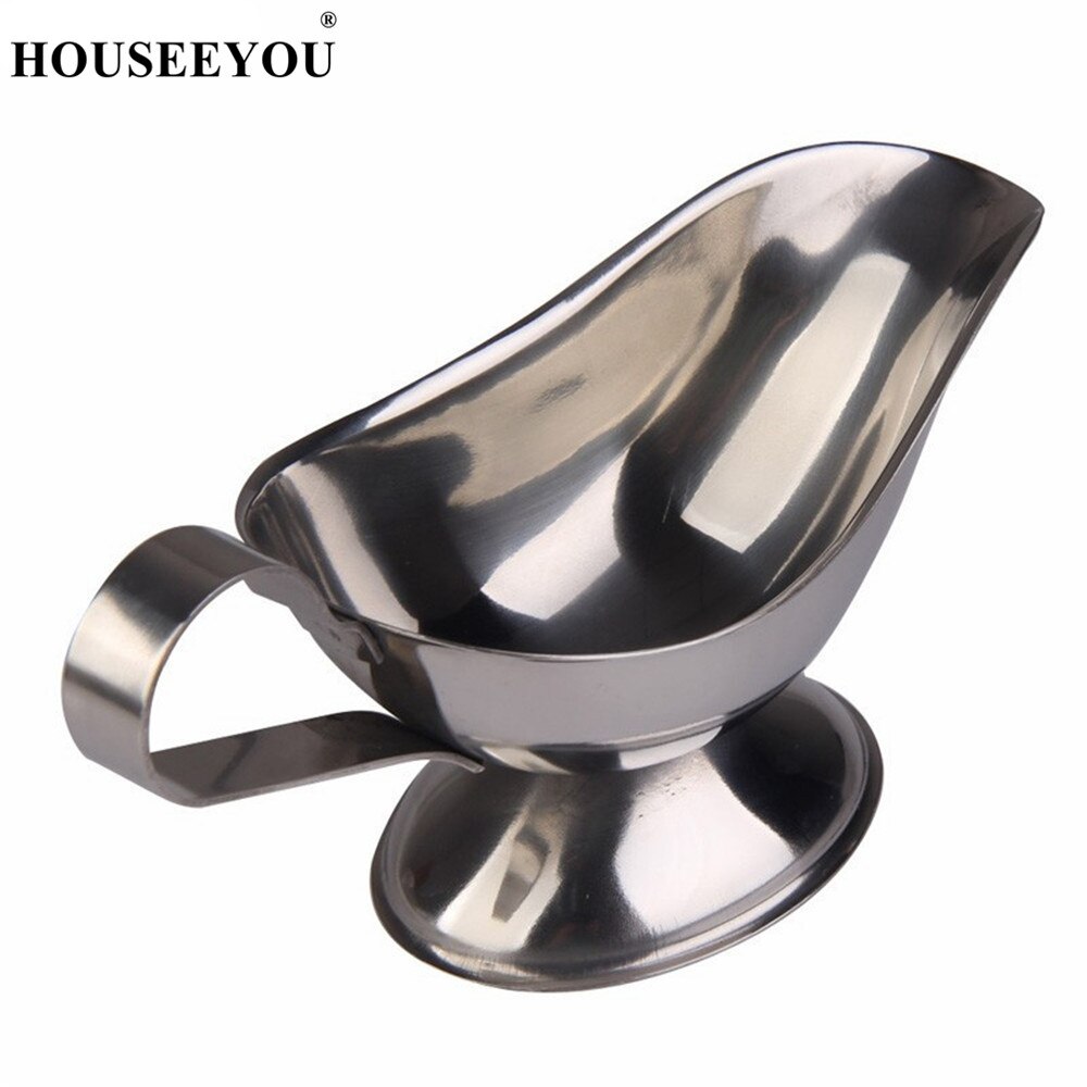 Classic 304 Stainless Steel Gravy Boats Beefsteak Gravy Sauce Boat Container Plate Tableware Seasoning Kitchen Tools Gadgets