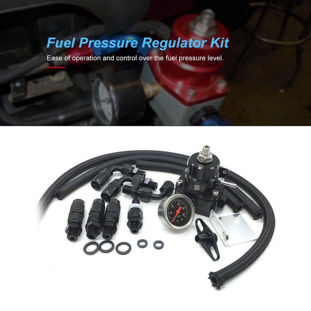 Verstelbare Fuel Pressure Regulator Kit Frp Fuel Pressure Regulator Met Gauge/6AN Slang/Olie Slang Fitting Adapter