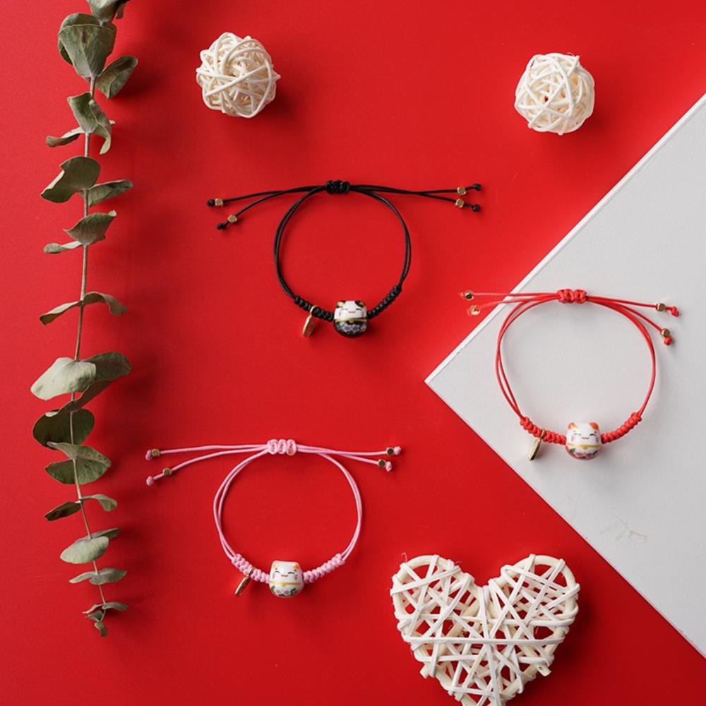 Handgemaakte String Kleurrijke Touw Lucky Cat Verstelbare Armband Voor Vrouwen Meisjes Verjaardag Zoete Kwastje Mode Armbanden Femme