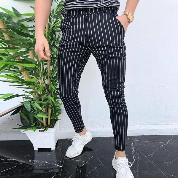 Mænd casual bukser slim fit skinny business formelt jakkesæt kjole bukser slacks bukser: Xxs / Sort