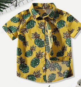 Toddle baby drenge ananas mønster skjorte drenges sommer kortærmet revers enkelt-breasted top 0-3y: 2 / 24m