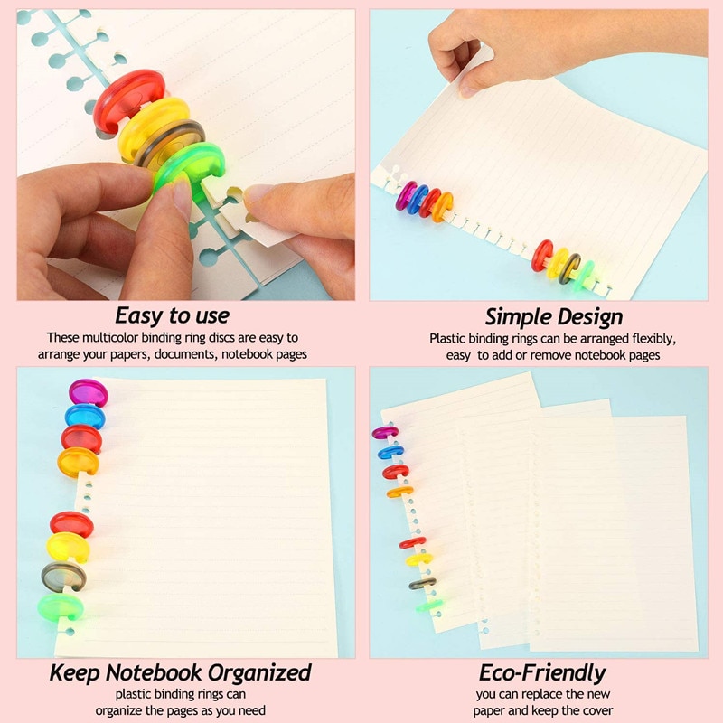 100 sztuk kolorowe Disc Binder dla Discbound notebooki/Planner 24/28mm grzyb otwór luźny liść wiążące Discbound dyski