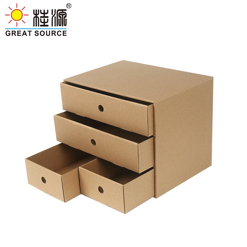 4 tiroirs de stockage Composable armoire bureau ondulé pliable maison stockage papier Kraft respectueux de l'environnement (2 pièces): Kraft