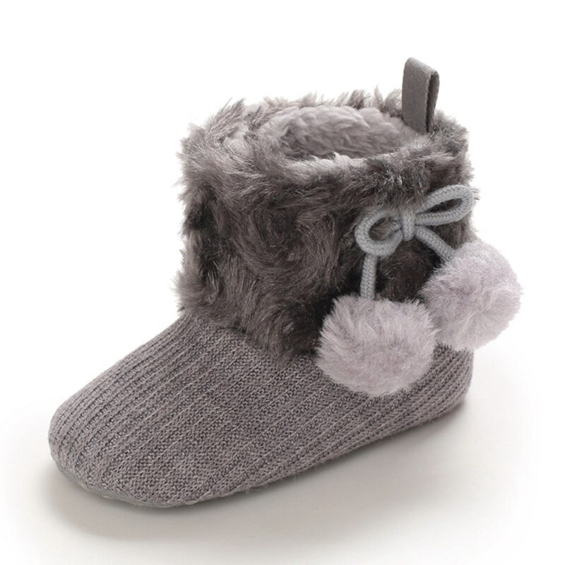 Newborn Baby Winter Boots Baby Girl Boys Winter Warm Shoes Solid Toddler Fuzzy Balls Kid Shoes