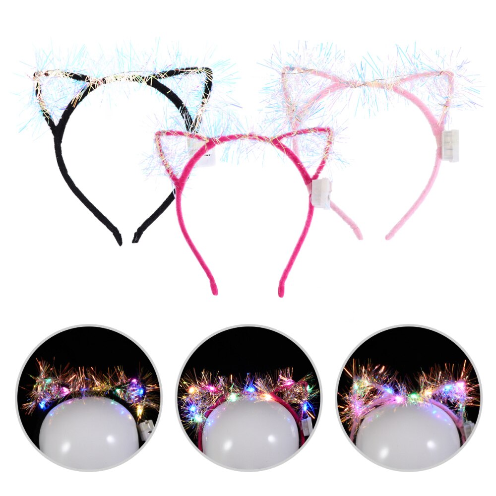 5PCS Headband Durable Attractive Golden Chic Luminous Silk Headband Cat Ear Head Band Decoration for Adults