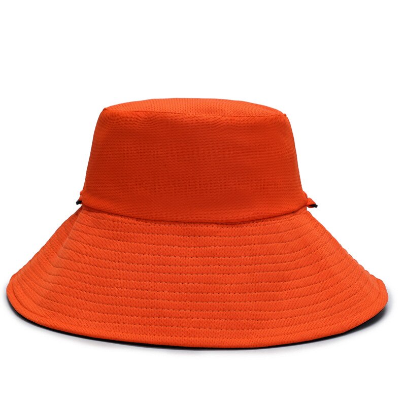 Monochrome Visser Hoed Wilde Vrouwelijke Dubbelzijdig Met Winddicht Touw Zwarte Grote Hoed Mode Zonnehoed Zon hoed Zon Hoeden: Oranje