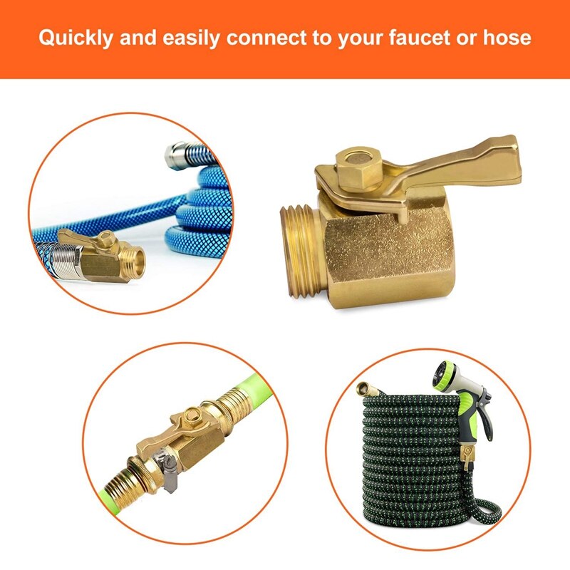 Hose Shut Off Valve, 3/4 Inch Brass Garden Hose Shut Off Valve Faucet Heavy Duty Water Flow Control Hose Connector