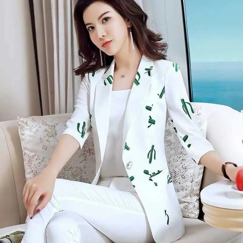 Polka Dot Ssuit Jas Vrouwelijke Ins Lente Zomer Koreaanse Dunne Gedeelte Slim Print Een Gesp Blazer Moeder tij 427