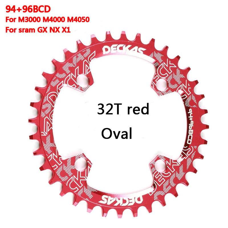 DECKAS 94 + 96 BCD fietskettingwiel Ronde/Ovaal 32T 34T 36T 38T MTB kettingblad Mountain Crown voor M4000 M4050 GXs NX X1 Crank: violet