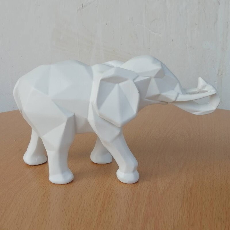 Modern abstrakt gyllene elefant staty harts prydnad hem dekoration tillbehör för elefant skulptur djur hantverk: Vit