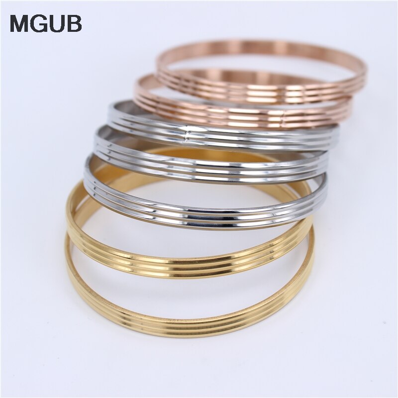 6mm de large trois lignes 3 couleur 70cm de diamètre en acier inoxydable 7 pièces/ensemble combinaison bracelets femmes accessoires LH476