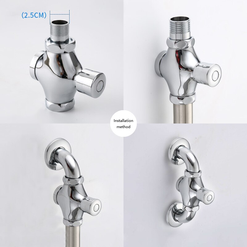 Bathroom Toilet Urinal Flush Valve Wall Mount Copper Flushing Valve Hand Pressed Button Self Closing Flushing Valve Toilet Tool