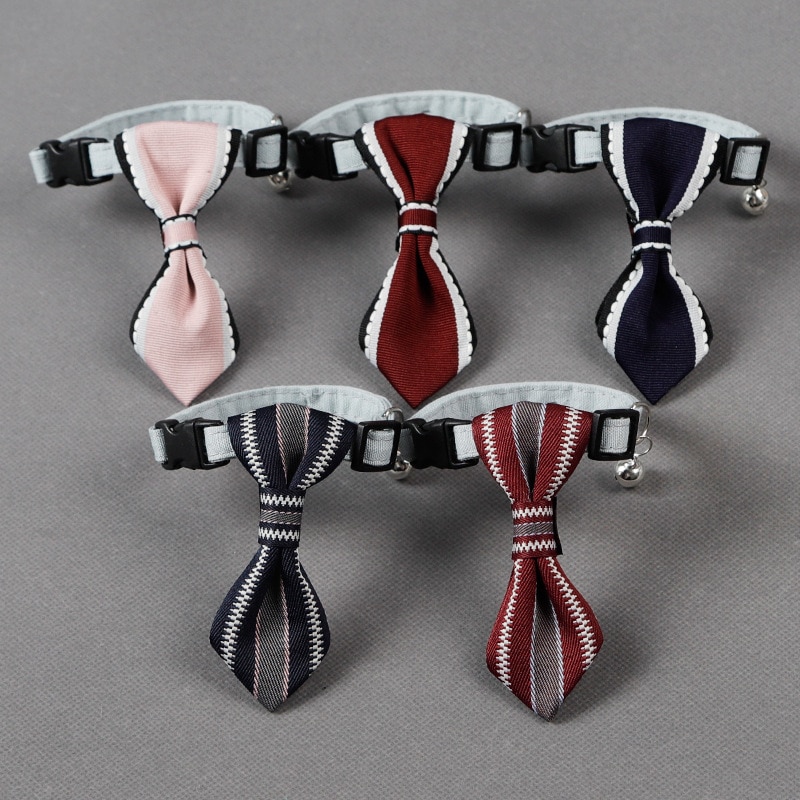 1 stücke Haustier Katze Welpen Kragen Kätzchen Verband Binden Sicherheit Bowtie Mit Glocke Einstellbare Schnalle Kätzchen Welpen Haustier Leine Ebene zubehör