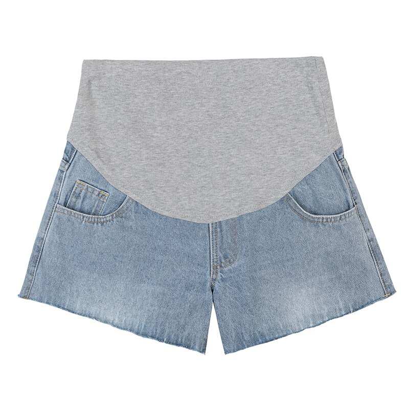 Sommer barsel korte jeans bomuld mave lomme shorts høj talje bukser til graviditet kvinder gravid denim jean