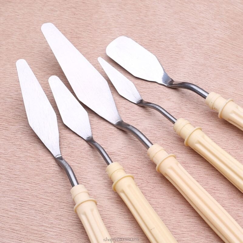 5 Stks/set Olieverf Paletmes Professionele Rvs Schraper Spatel Art Supplies Ja21 21