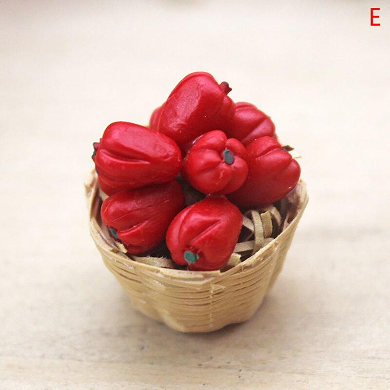 1:12 Mini Simulation Künstliche Obst Und Gemüse Puppe Haus Gemüse Bambus Korb Miniatur Zubehör Für Kinder 1 PC: E