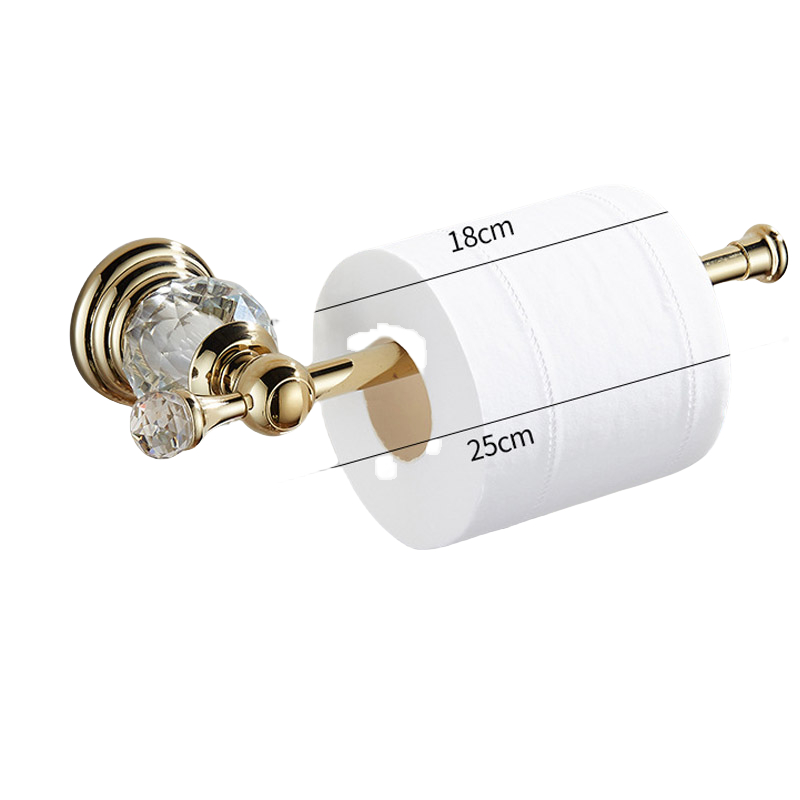 Luxury Gold Polished Brass Bathroom Accessories Set - Wall-Mounted Crystal Bath Hardware Collection: Pink