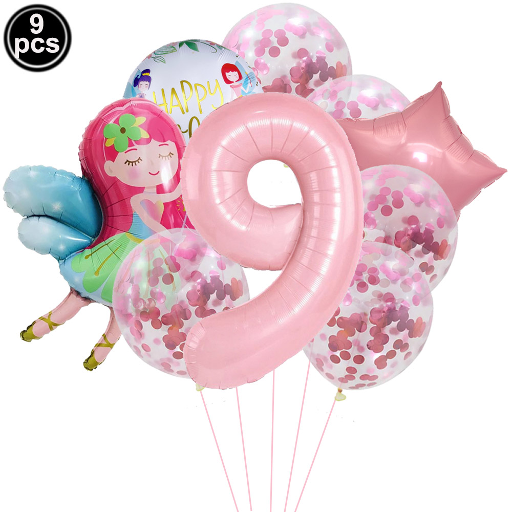 Spring Fairy Birthday Party Decoration Flower Fairies Girls Happy Birthday Hanging Banner Decor for Fairy Theme Birthday Party: Pink