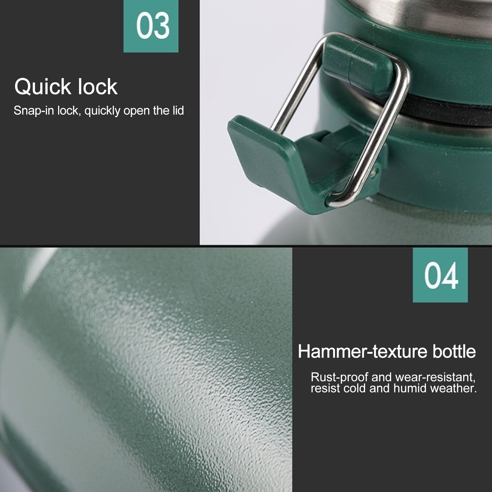 Vacuum Insulated Thermos Bottle Keep Liquid /Cold Wide Mouth Thermos Stainless Steel Liner Insulation For Outdoor Travel