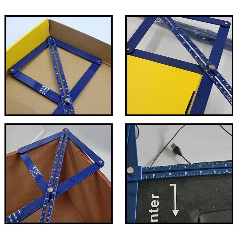 Folding DIY Multi-angle Corner Angle Finder 380mm ABS Protractor Tile Wood Ruler Woodworking Model Craft Angle Square Hardware