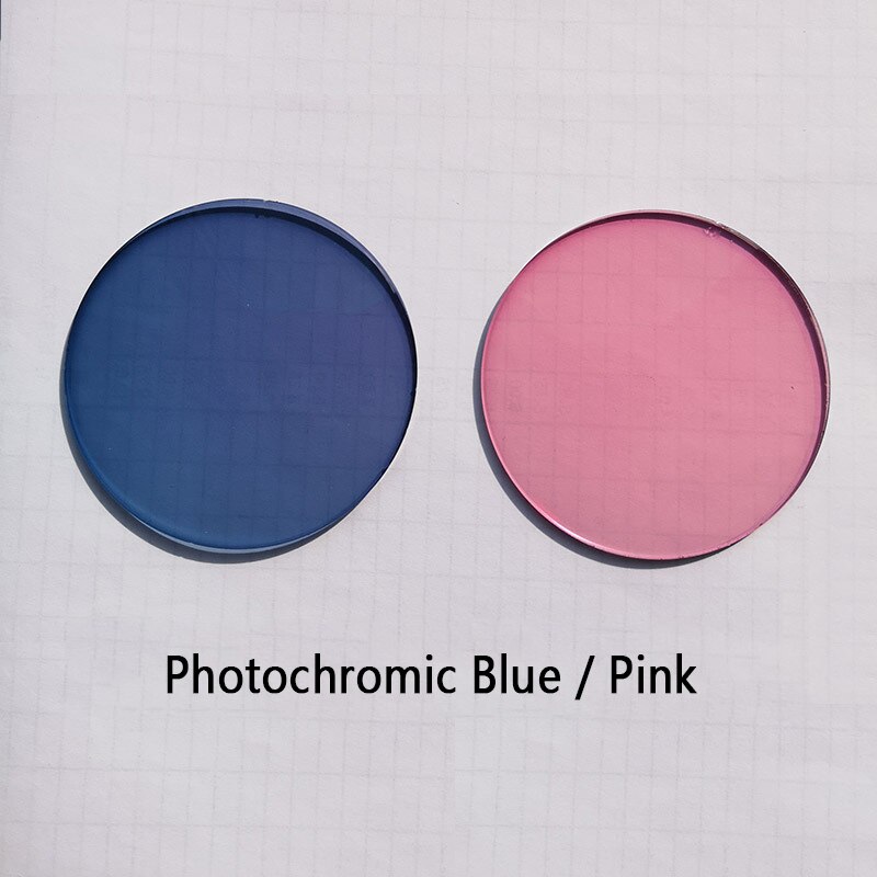 1.56 Photochromic Pink Blue Sunglasses Lens Single Vision Lens 0~-6.0 Myopia Optical Prescription Lenses for Eyewear UV400