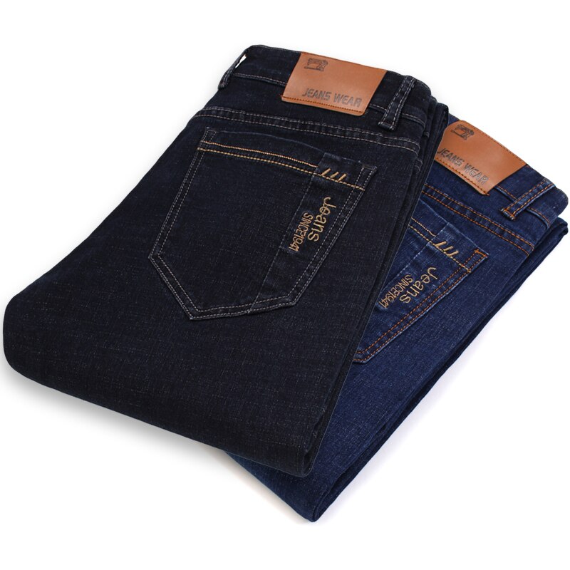 Mannen Stretch Jeans Business Casual Slim Fit Denim Broek Zwart Blauwe Broek Jeans Mannelijke Plus Size 38 40 42
