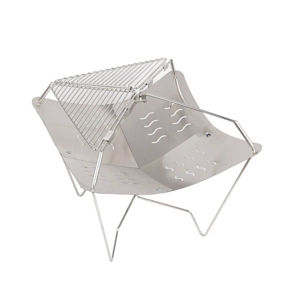 Outdoor Camping Campfire Rack Folding Firewood Fire Stove Stainless Steel Charcoal Grill Portable Bonfire Rack for Barbecue