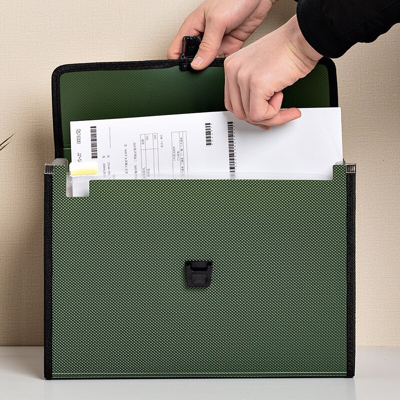 A4 Multi-layer Folder Art Portable Organ Package Student Paper Folder Information Buckle Filing Storage 13 Grids Office Supplies