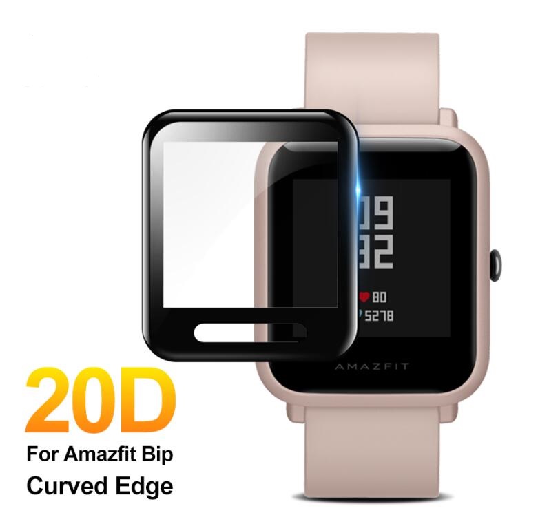 2 Stks/partij 20D Gebogen Rand Beschermende Voor Xiaomi Amazfit Bip Glas Accessoires Hd Film Volledige Cover Huami Amazfit Bip Smart horloge