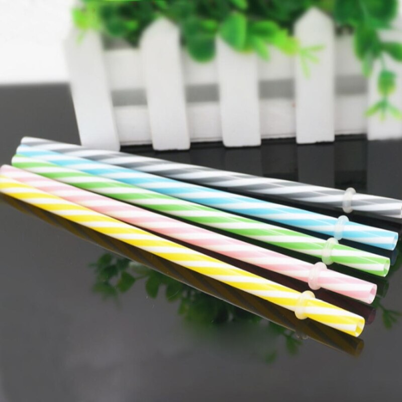 Paille en plastique Pp avec anneau, 19cm, couleur aléatoire, à rayures, dure, maçon alimentaire, 1 pièce