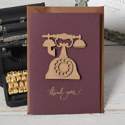 Vintage Kleine Kaart Uitnodiging Kids Party Verjaardagskaart Dad Vaderdag Mini Card: Telephone