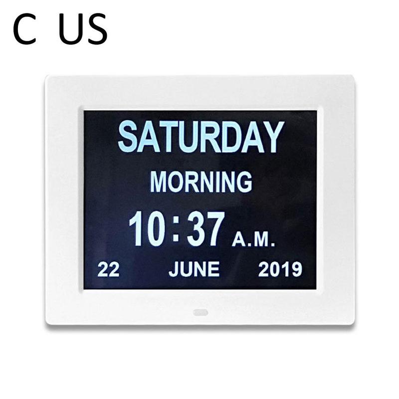 8 digital clock digital dia relógio led calendário hora data semana exibição visual com relógio para os idosos comprometimento adequado eletrônico t6a8: C