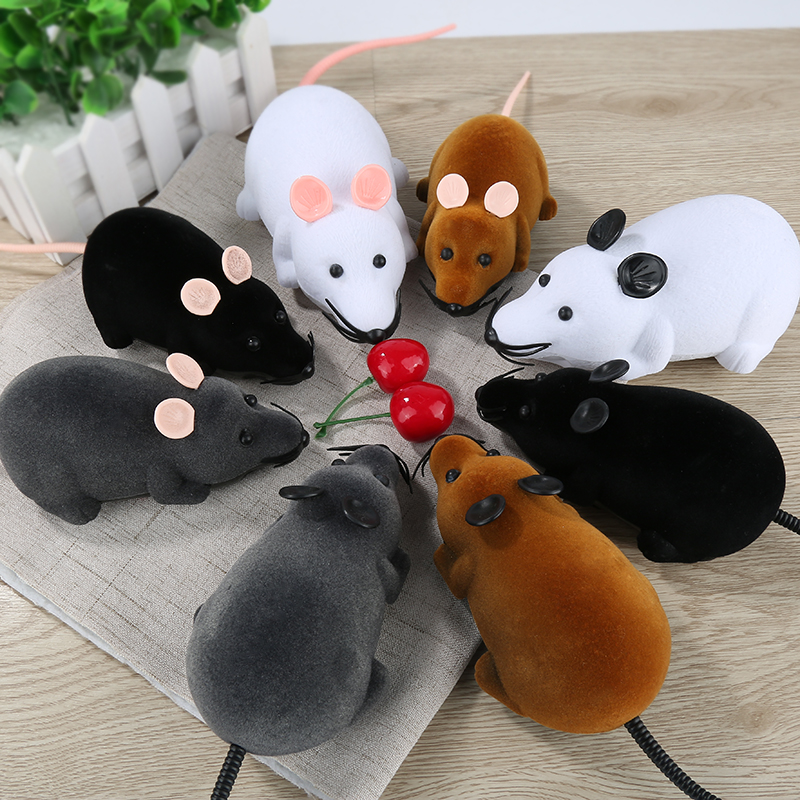 Wireless Electronic Remote Control Rat Plush RC Mouse Toy Flocking Emulation Toys Rat For Cat Dog Joke Scary Trick Toys