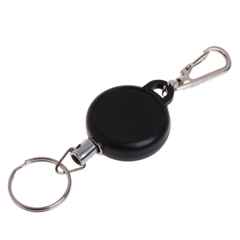 Top Fishing Zinger Retractor Key Ring Holder Retractable 60cm Steel Cable Anti Lost