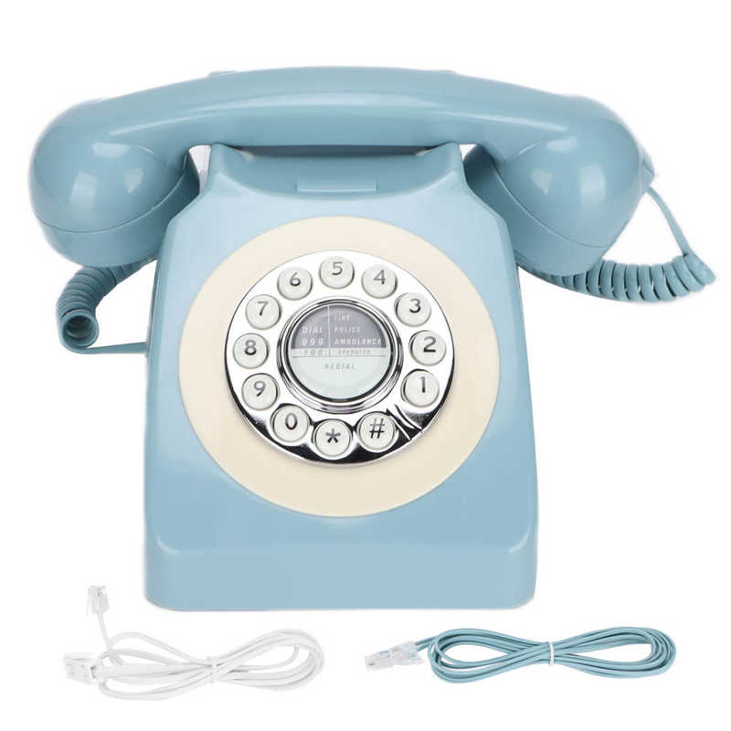 Teléfono Fijo Retro Vintage para el hogar, teléfono fijo clásico antiguo, de escritorio, fijo, con cable, para decoración de oficina, cafetería y Bar: Azul