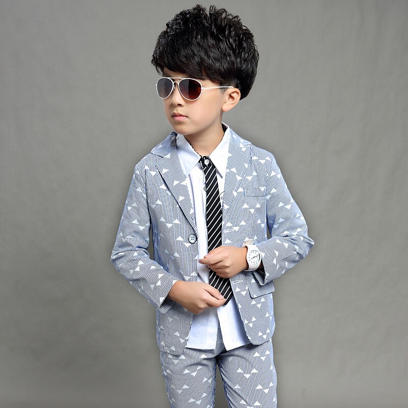 Trajes formales para adolescentes, conjunto de ropa de abrigo + Pantalones, 2 piezas, cumpleaños, niños, Otoño, 5, 6, 7, 8, 9, 10, 12 años,: blue / 6