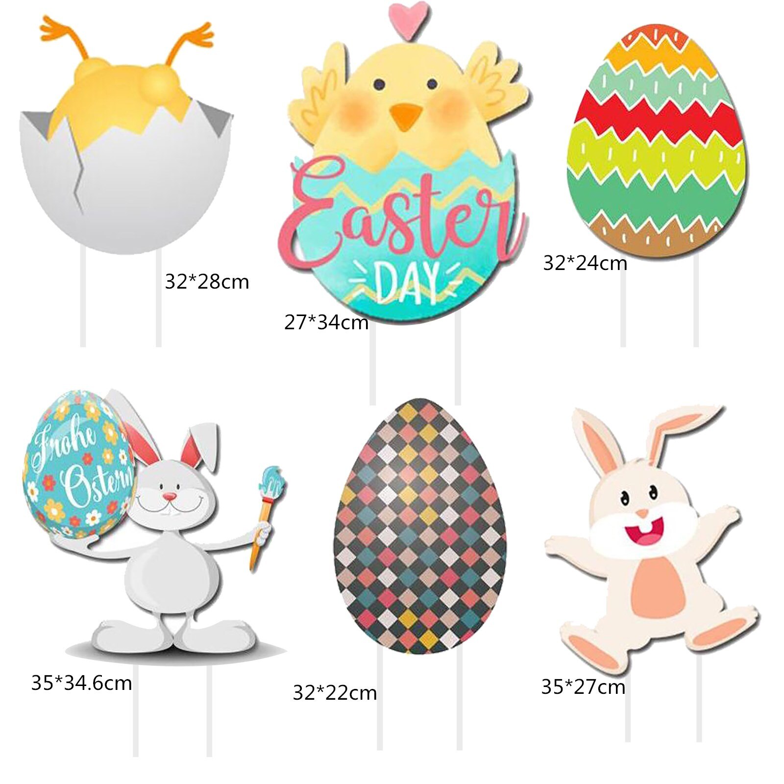 Easter Courtyard Sign Outdoor Yard Lawn Easter Theme Party Decorations Outdoor Adorable Bunny Chick Eggs Yard Signs Garden Deco