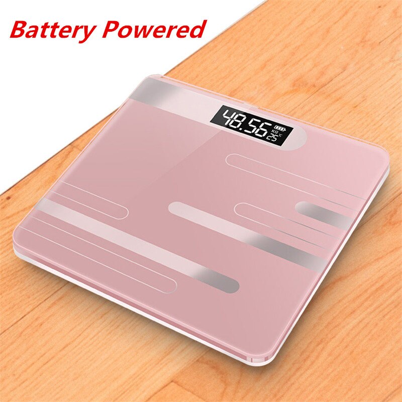 Floor Weegschalen Badkamer Lichaamsvet Schaal Glas Elektronische Smart Weegschalen Usb Opladen Lcd Display Body Wegen Digitale Weegschaal: Line Rose-Battery