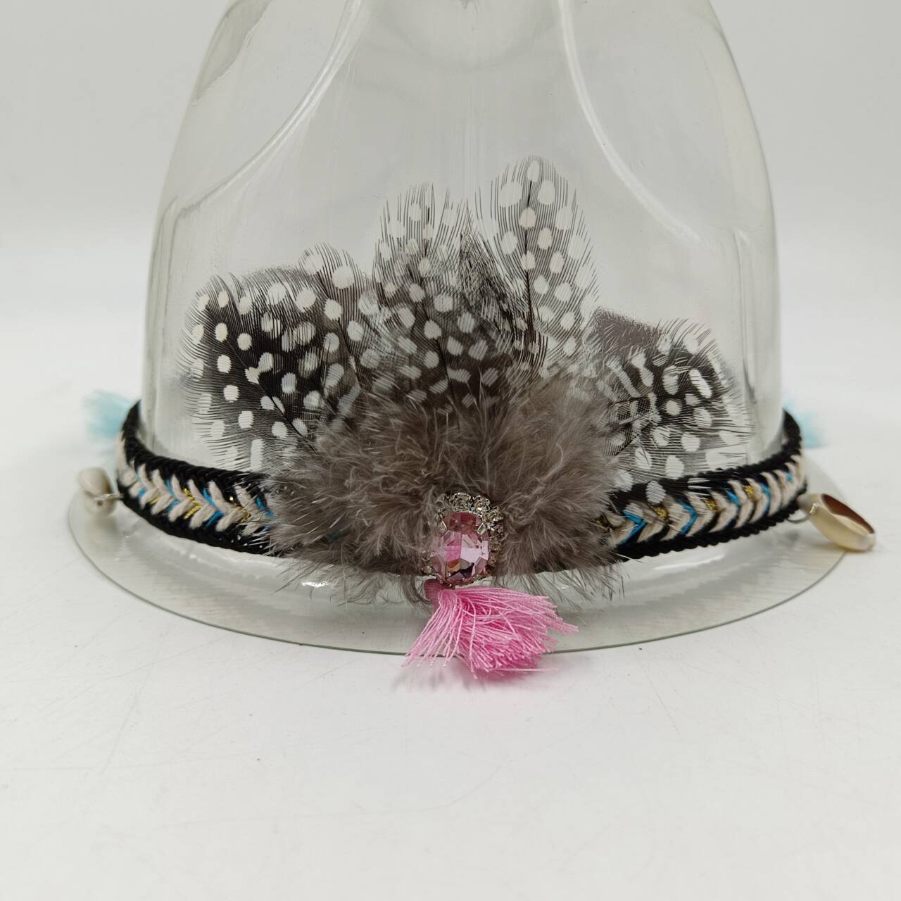 Hat accessories Feather knitted style various hat accessories jazz cowboy hat fedora hat straw hat for men and women: WHITE