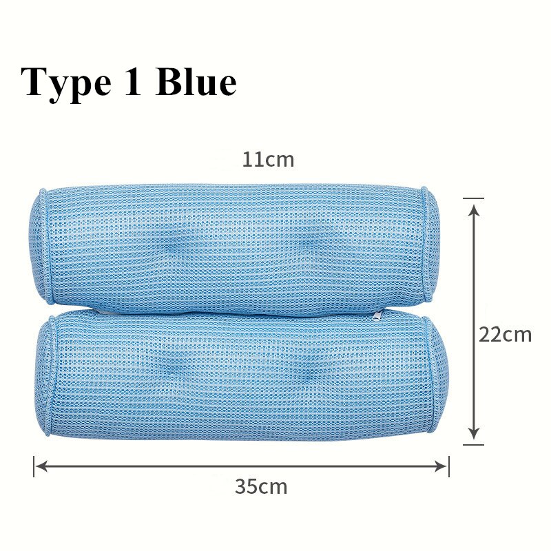3D Mesh Spa Bath Pillow with 6/4pcs Suction Cups Neck Back Support Breathable Spa Pillow Bathroom Accersories подушка для ванны: type 1 blue