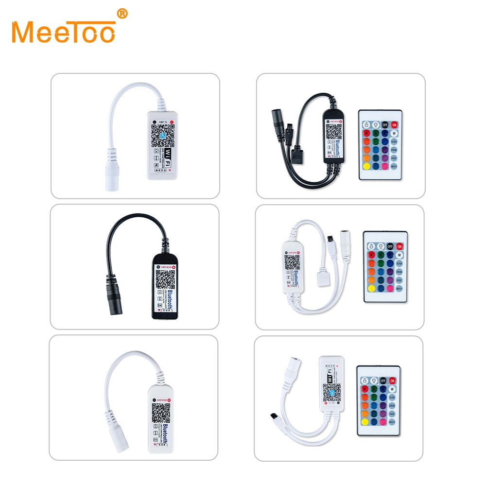 DC 5V 12V 24V Mini Bluetooth / WiFi LED RGB / RGBW Controller iOS Android APP 24Key IR Remote Controler For 3528 5050 LED Strip